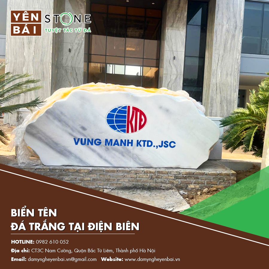 Biển tên đá trắng tại Điện Biên – Khám Phá Vẻ Đẹp Tự Nhiên Trong Thiết Kế Bảng Hiệu — Yên Bái Stone