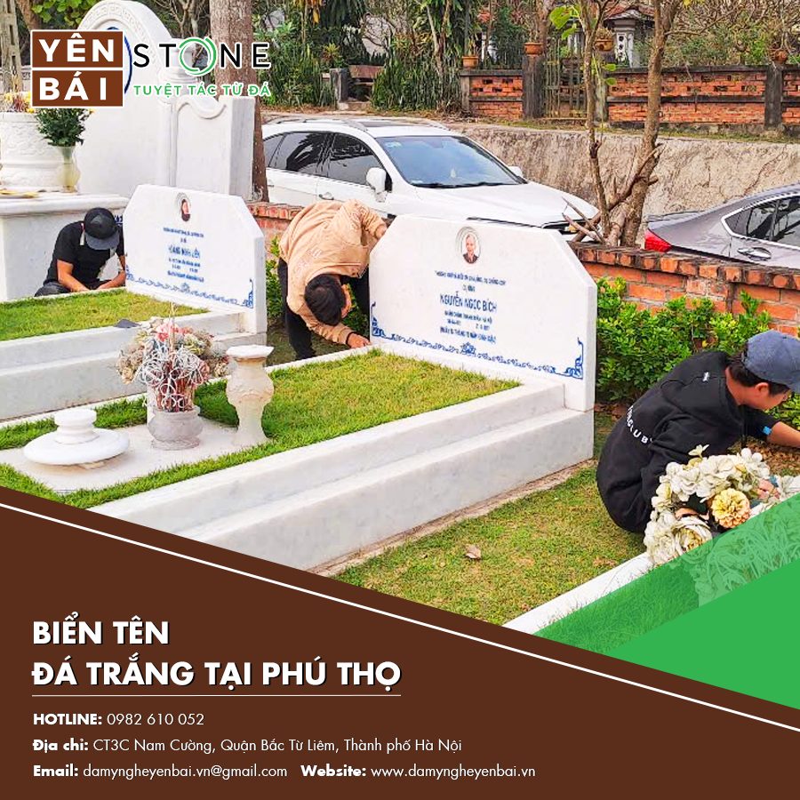 biển tên đá trắng tại Phú Thọ