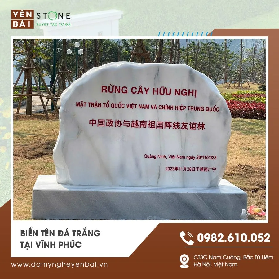 Biển tên đá trắng tại Vĩnh Phúc 2025