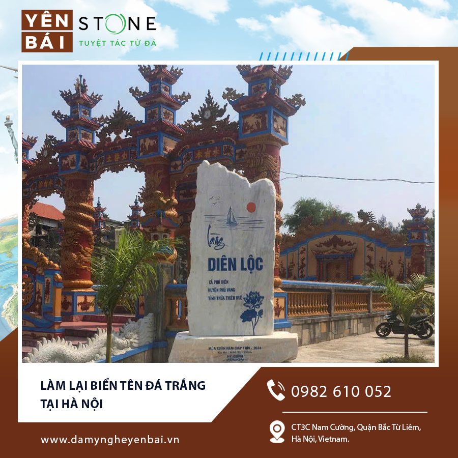 Làm lại biển tên đá trắng tại Hà Nội với quy trình chuyên nghiệp, bao gồm làm sạch, khắc chữ và sơn phủ bảo vệ. Làm lại biển tên đá trắng tại Hà Nội với quy trình chuyên nghiệp, bao gồm làm sạch, khắc chữ và sơn phủ bảo vệ.