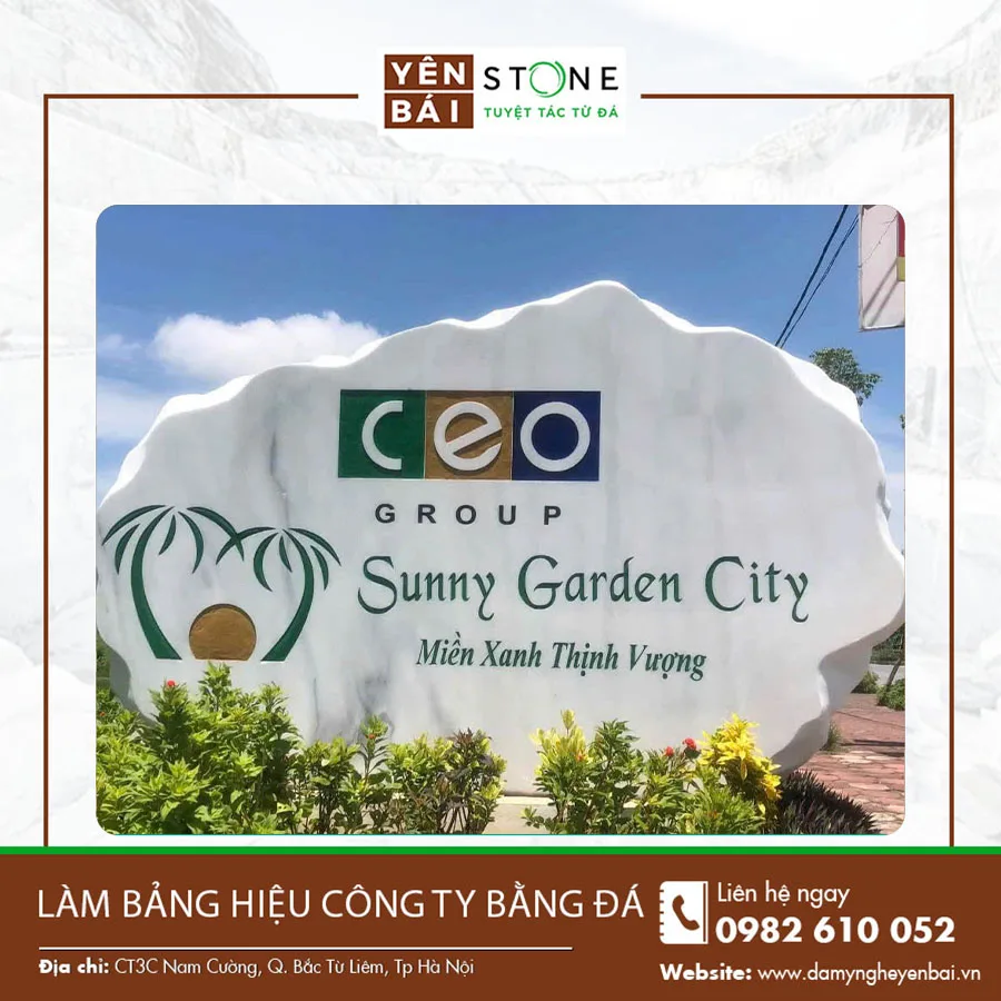 Làm bảng hiệu công ty bằng đá bền đẹp theo thời gian Làm bảng hiệu công ty bằng đá bền đẹp theo thời gian