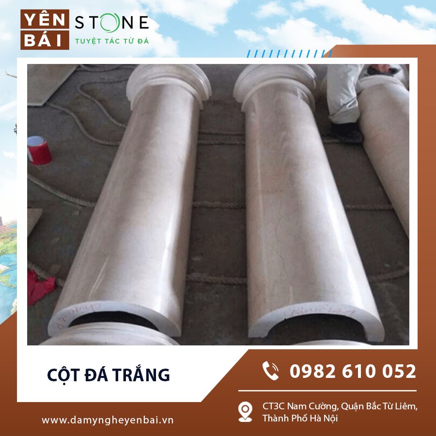 Quá trình thi công cột đá trắng Quá trình thi công cột đá trắng
