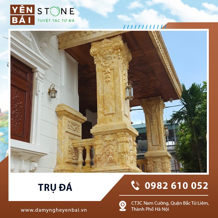 Trụ đá đặt tại cổng nhà, vừa kiên cố vừa thể hiện vẻ đẹp cổ điển. Trụ đá đặt tại cổng nhà, vừa kiên cố vừa thể hiện vẻ đẹp cổ điển.