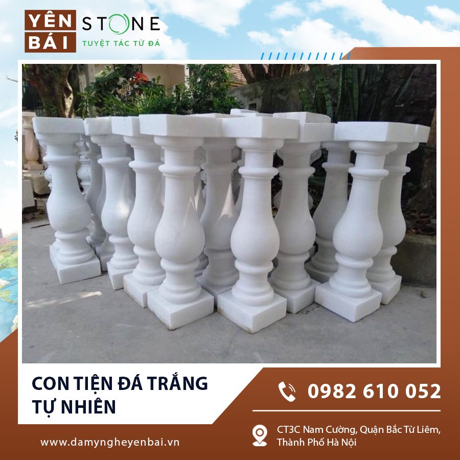 Con tiện đá trắng tự nhiên – Nét chạm tinh tế trong từng chi tiết kiến trúc — Yên Bái Stone