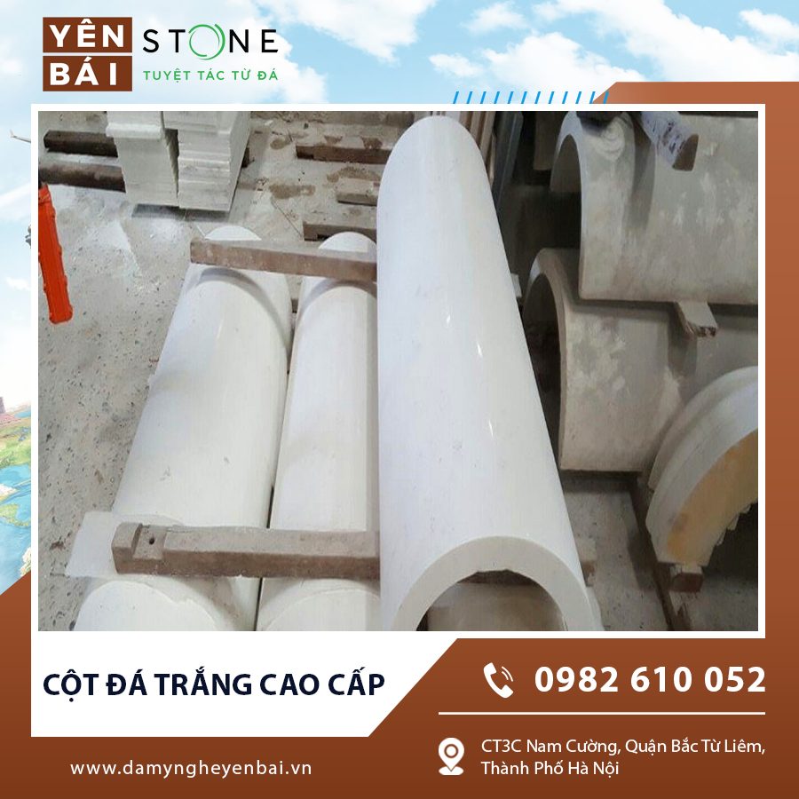 Cột đá trắng cao cấp với đường nét mềm mại, thể hiện sự bền vững Cột đá trắng cao cấp với đường nét mềm mại, thể hiện sự bền vững