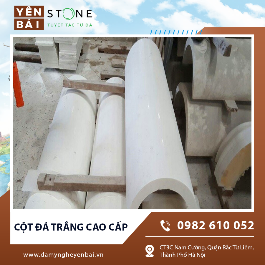 Cột đá trắng cao cấp với đường nét mềm mại, thể hiện sự bền vững Cột đá trắng cao cấp với đường nét mềm mại, thể hiện sự bền vững