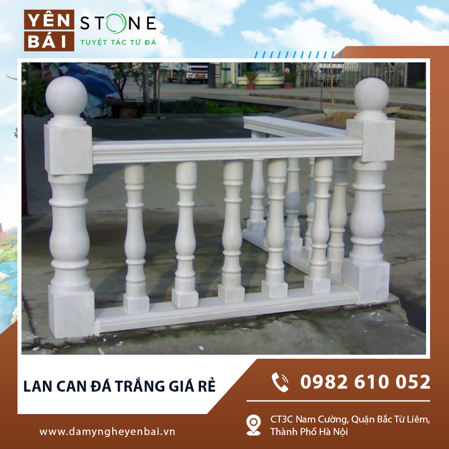 Lan can đá trắng giá rẻ với thiết kế đơn giản Lan can đá trắng giá rẻ với thiết kế đơn giản