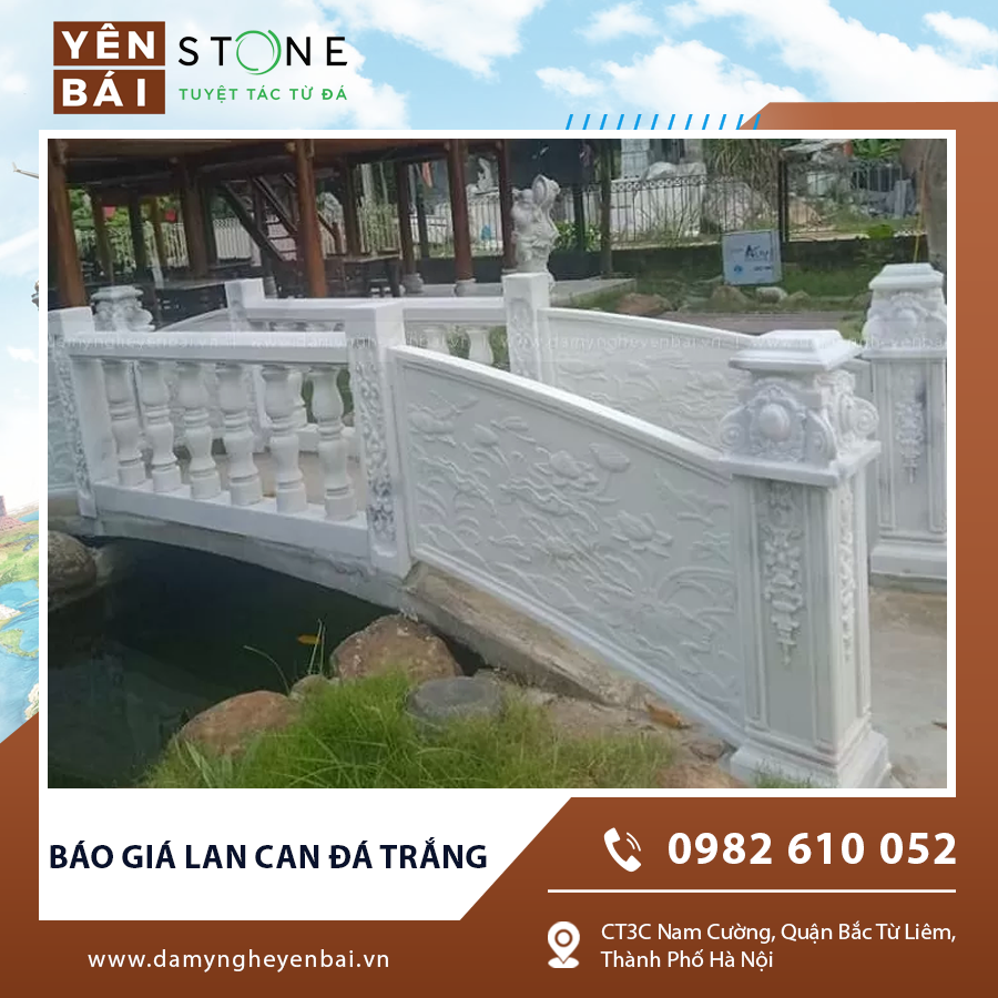 Báo giá lan can đá trắng - Mẫu lan can đá trắng ngoài trời Báo giá lan can đá trắng - Mẫu lan can đá trắng ngoài trời
