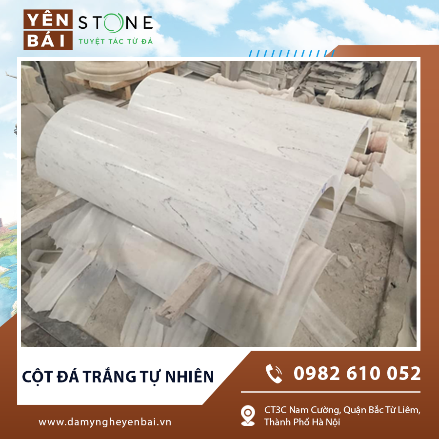 Cột đá trắng tự nhiên ốp sảnh biệt thự. Cột đá trắng tự nhiên ốp sảnh biệt thự.