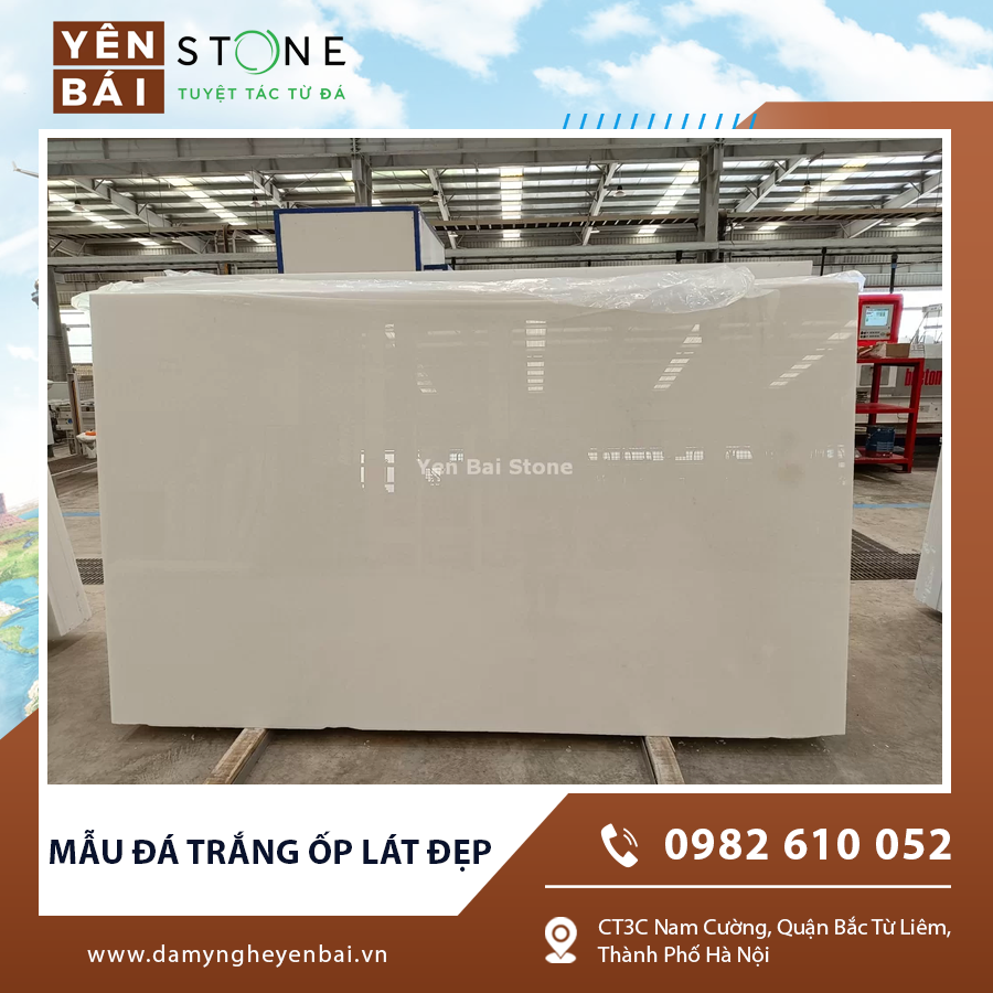 Mẫu đá trắng ốp lát đẹp mặt tiền tạo điểm nhấn kiến trúc.