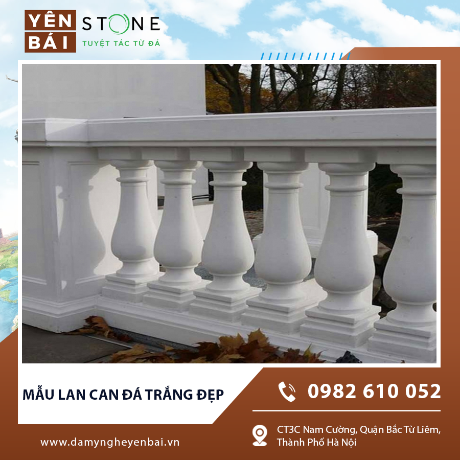 Mẫu lan can đá trắng đẹp tạo cảm giác thoáng rộng. Mẫu lan can đá trắng đẹp tạo cảm giác thoáng rộng.
