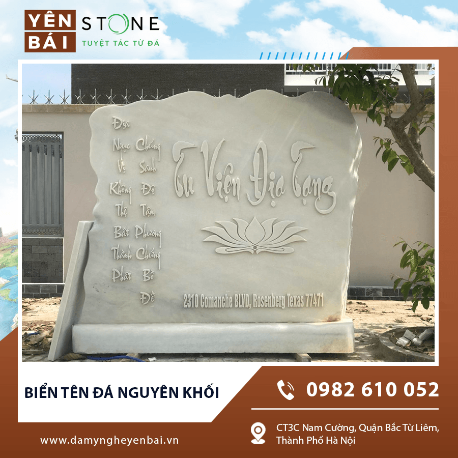 Hình ảnh biển tên đá nguyên khối thực tế