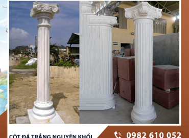 Cột đá trắng nguyên khối – Vẻ đẹp bền vững nâng tầm kiến trúc