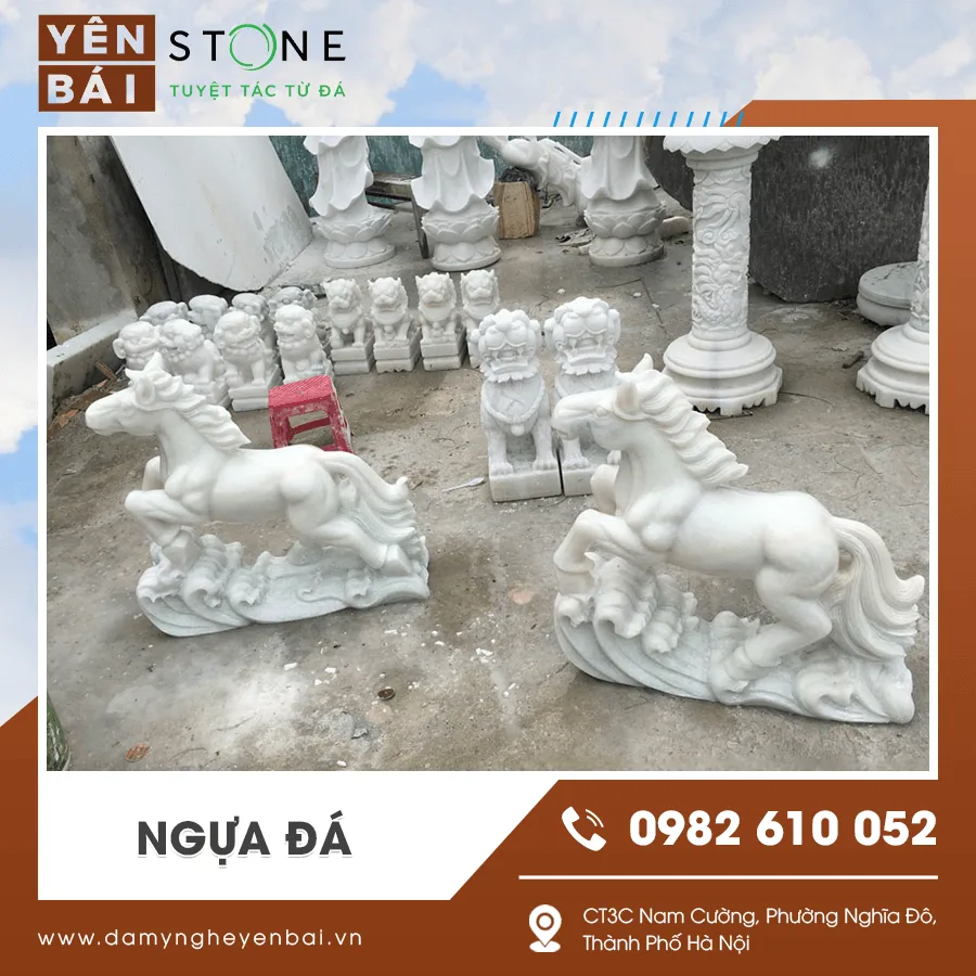 Ngựa đá phong thủy chạm khắc tinh xảo Ngựa đá phong thủy chạm khắc tinh xảo