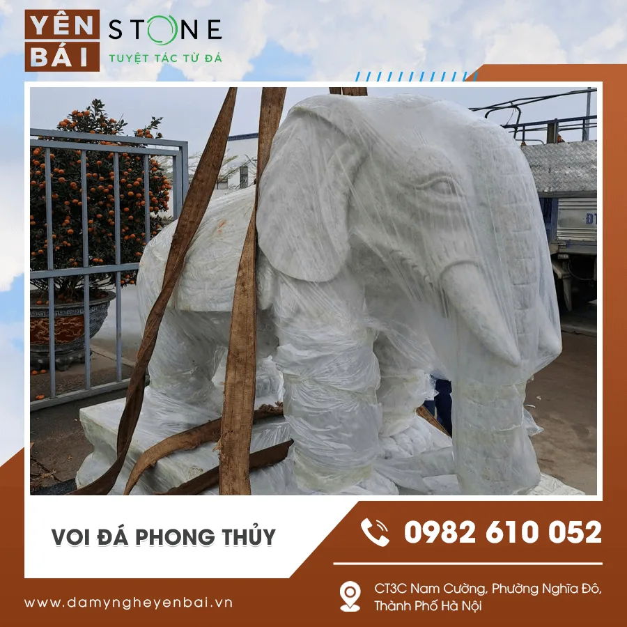 Voi đá phong thủy kích thước lớn cho công trình tâm linh Voi đá phong thủy kích thước lớn cho công trình tâm linh