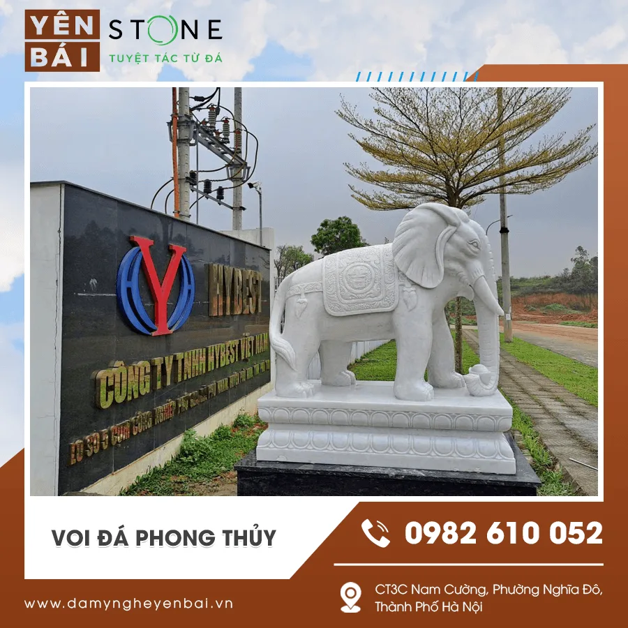Voi đá phong thủy – Biểu tượng quyền uy và vững bền cho không gian tâm linh — Yên Bái Stone