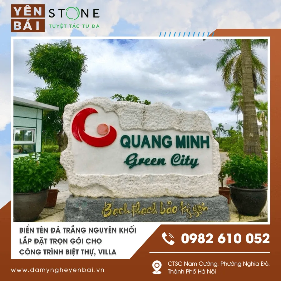 Biển tên đá trắng nguyên khối cho biệt thự villa uy tín Biển tên đá trắng nguyên khối cho biệt thự villa uy tín