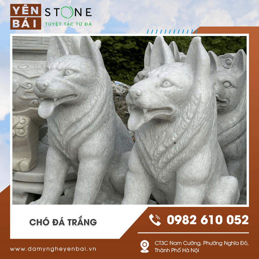 Chó đá trắng cho công trình tâm linh và sân vườn