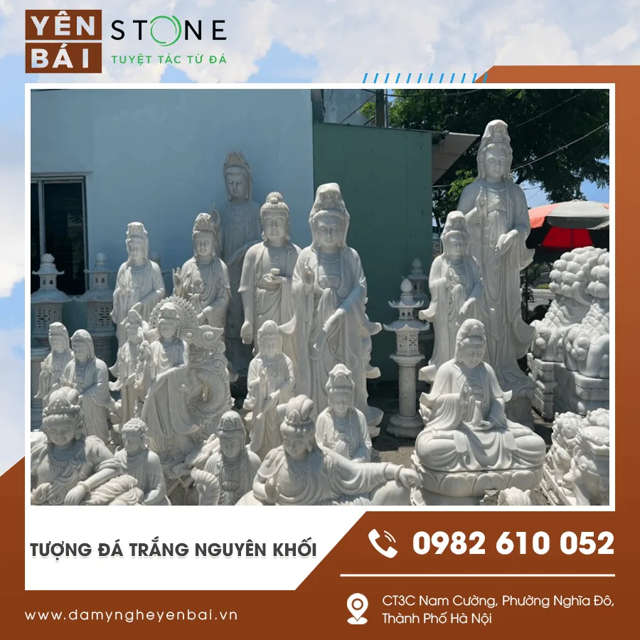 Tượng đá trắng nguyên khối cho công trình nghệ thuật và tâm linh Tượng đá trắng nguyên khối cho công trình nghệ thuật và tâm linh