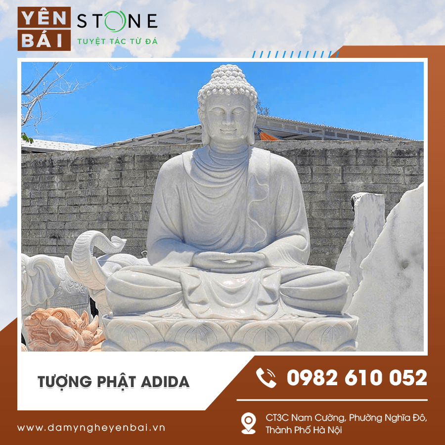 Mẫu tượng Phật Adida bằng đá trắng tự nhiên
