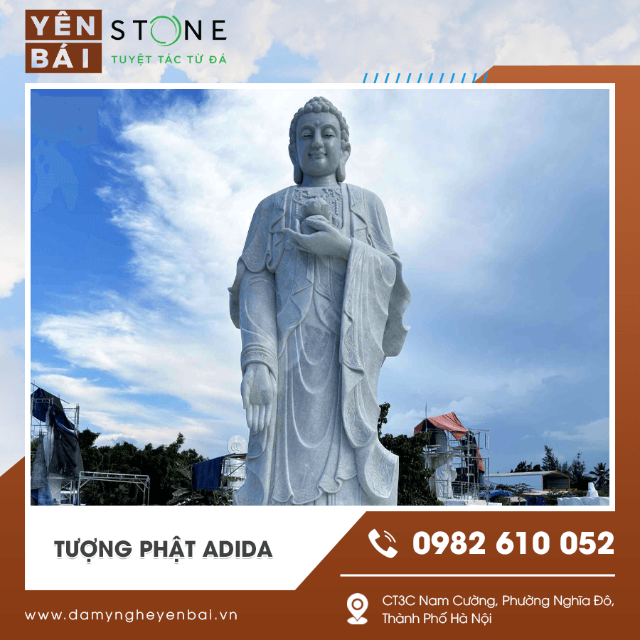 Tượng Phật Adida với đường nét chạm khắc sắc sảo