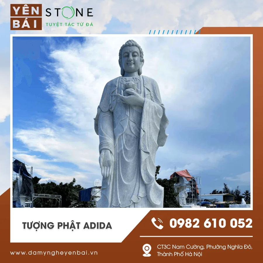 Tượng Phật Adida với đường nét chạm khắc sắc sảo Tượng Phật Adida với đường nét chạm khắc sắc sảo