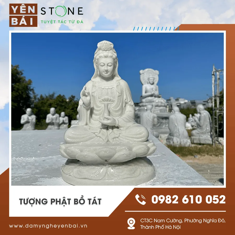 Cận cảnh tượng Phật Bồ Tát bằng đá nguyên khối cao cấp Cận cảnh tượng Phật Bồ Tát bằng đá nguyên khối cao cấp