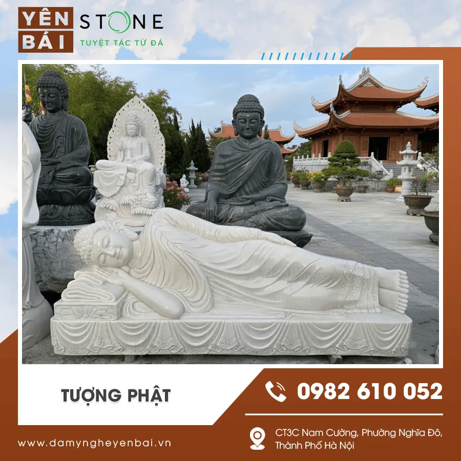 Cận cảnh tượng Phật bằng đá nguyên khối Cận cảnh tượng Phật bằng đá nguyên khối
