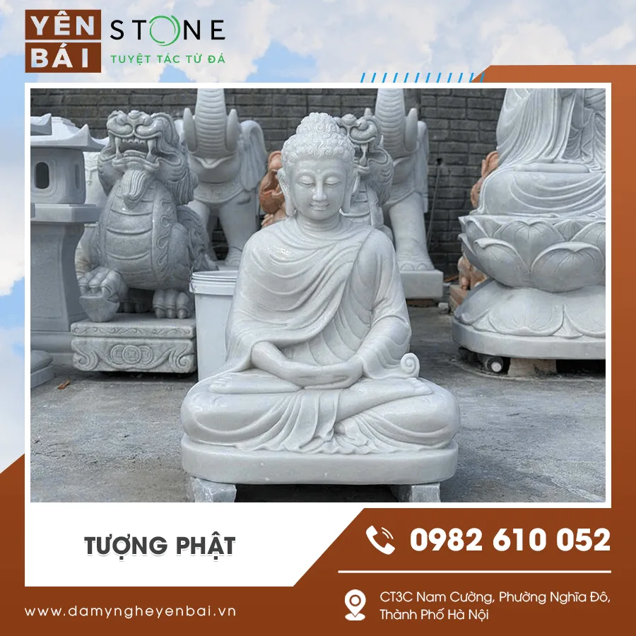 Mẫu tượng Phật bằng đá trắng tự nhiên Mẫu tượng Phật bằng đá trắng tự nhiên