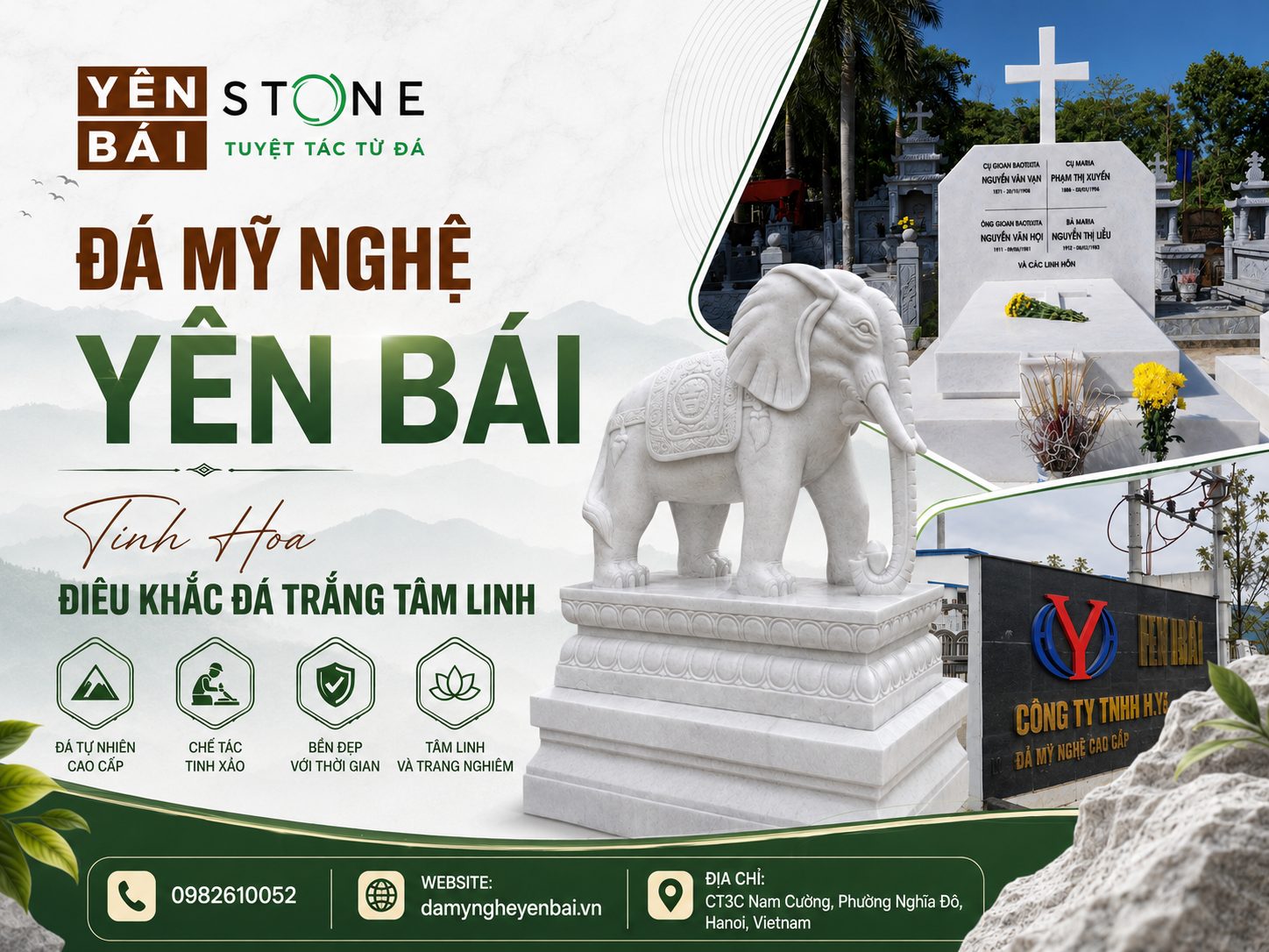Đá Mỹ Nghệ Yên Bái — Tinh Hoa Điêu Khắc Đá Trắng Tâm Linh — Yên Bái Stone