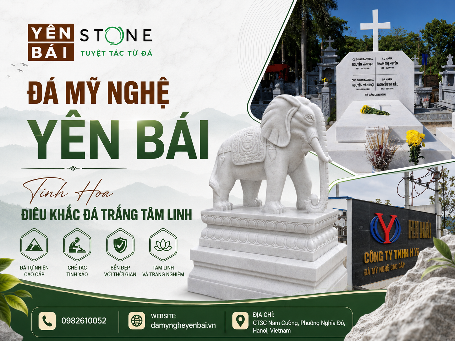 Đá Mỹ Nghệ Yên Bái — Tinh Hoa Điêu Khắc Đá Trắng Tâm Linh