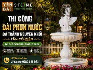 đài phun nước đá trắng