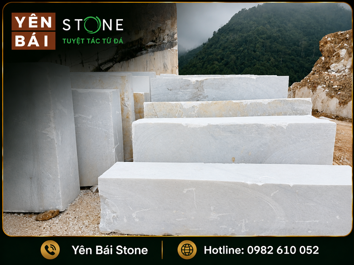 Đá trắng nguyên khối Yên Bái ít vân hạt trung dùng chế tác tượng Quan Âm Bồ Tát