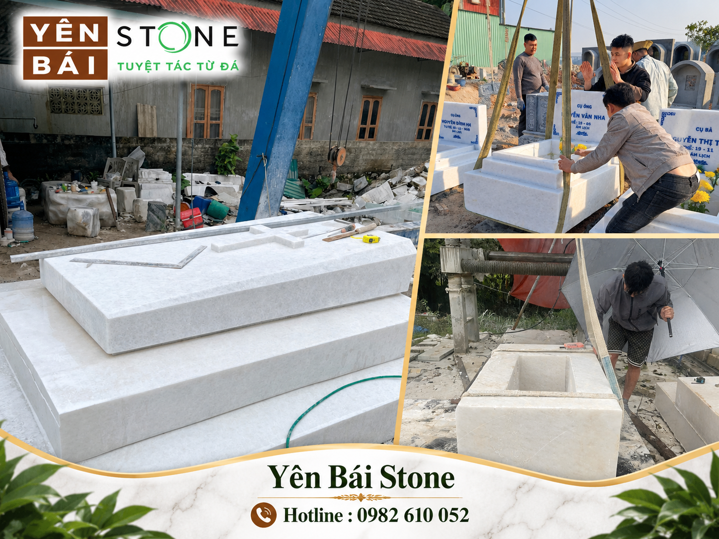 Quy trình chế tác mộ đá trắng tự nhiên Lục Yên xuất khẩu tại xưởng Yên Bái Stone