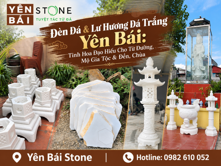 đèn đá, lư hương đá trắng tự nhiên